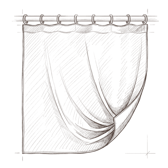 Unlined drapery, sketched