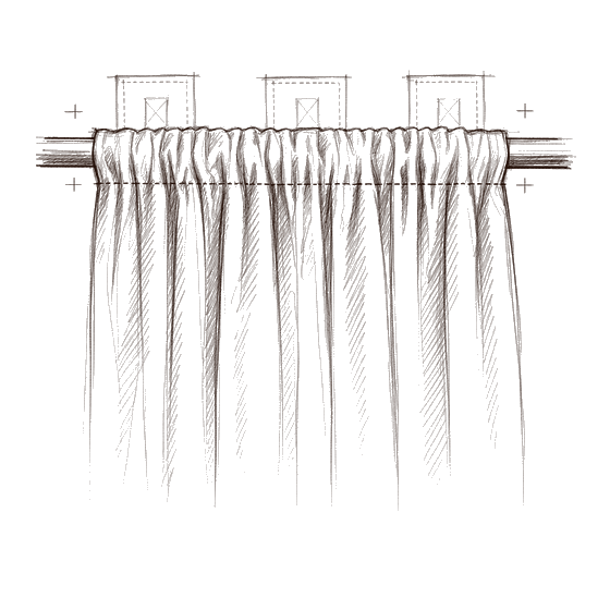 House Pleat heading, sketched