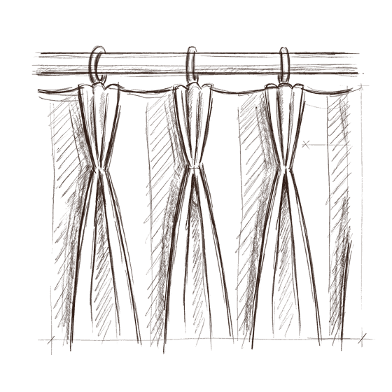 Pinch Pleat heading, sketched